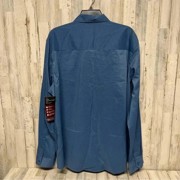 Swiss Tech Long Sleeve Nylon Blend Button Up Shirt Blue XL Outdoors Performance - Picture 5 of 7
